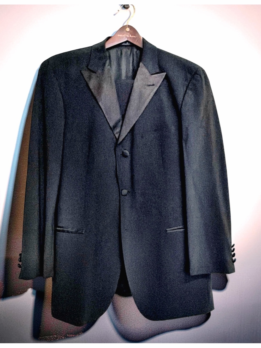 BOSS Men’s Black Tuxedo | Straight-Button | Classic Formal | Wool Blend | 40R